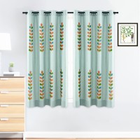 VOGOL Colorful Leaves Curtains for Bedroom, Linen Textured Printing Room Darkening Window Treatment, Grommet Blackout Drapes for Nursery, 2 Panels, W 52 x L 63, Blue